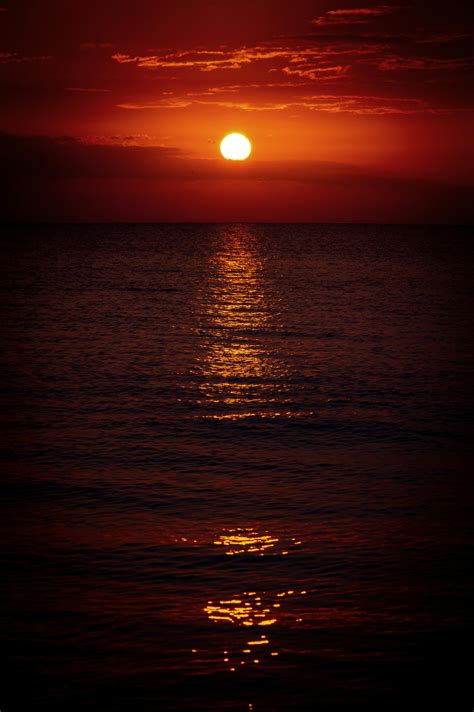 red sky  clouds  sunset  stock photo