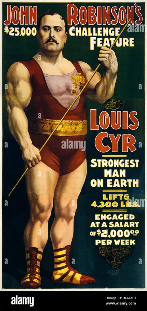 Vintage Circus Poster Of French Canadian Strongman Louis Cyr Circa