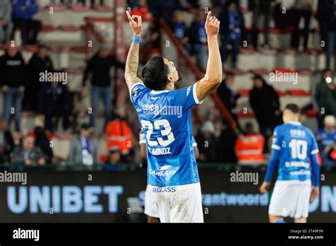 Kortrijk Belgium 29th Oct 2023 Genk S Daniel Munoz Mejia Celebrates