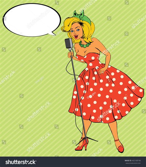 Singing Woman Pop Art Retro Style Stock Vector Royalty Free 462108748