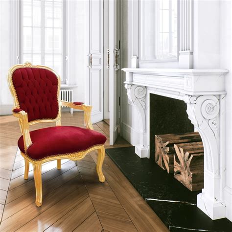 Barocker Sessel Im Louis Xv Stil Aus Rotem Burgunder Samt Und Goldholz