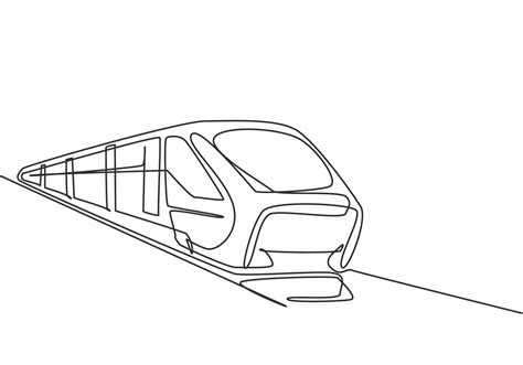 Single one line drawing of train seen from the front prepares to carry ...