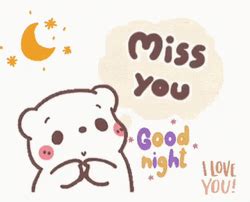 Good Night Cute Bear Miss You Greeting GIFDB