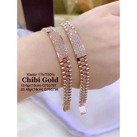 Jual Gelang Tangan RX Plat Emas 750 Kadar 17k Chibi Gold Shopee