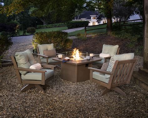 POLYWOOD Vineyard 5 Piece Deep Seating Swivel Conversation Set With