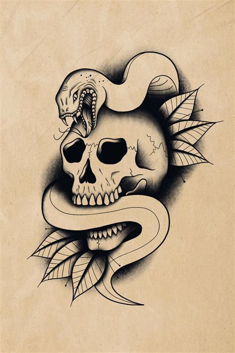 Neo Traditional Snake Skull Tattoo Design by ivebeencalledmax on DeviantArt