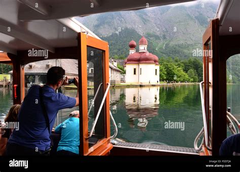 Ship On Lake Koenigssee Near Santa Bartholomae Berchtesgaden Upper