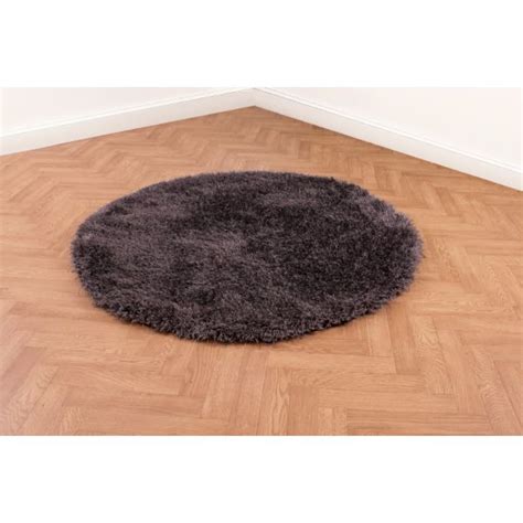 Ultimate Boston Charcoal Plain Shaggy Circle Rug Ashanti Rugs