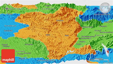 Political Panoramic Map of Idukki