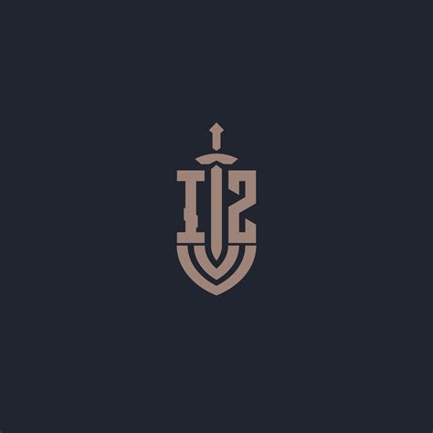 IZ Logo Monogram With Sword And Shield Style Design Template 11389712