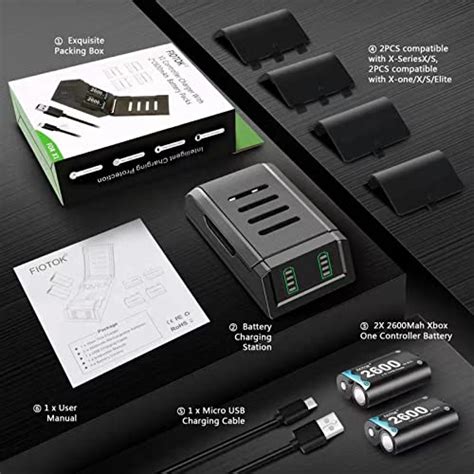 Fiotok Cargador Para Bater A De Control Xbox Paquete De Bater