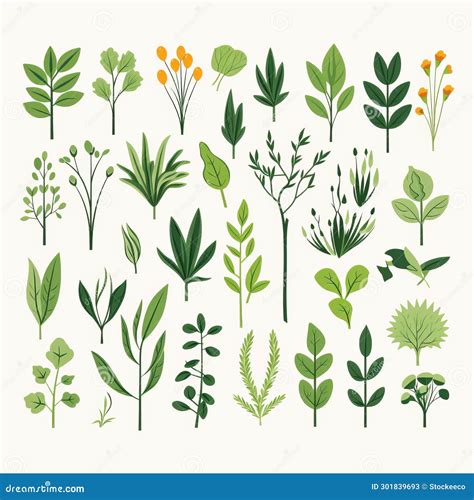 Minimalistic Herb Set Vector Svg Flat Animation Asset Stock