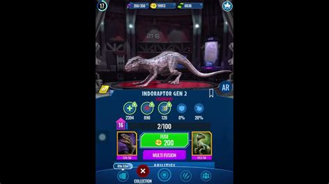 Indoraptor Gen 2 Unlocked Jurassic World Alive Youtube