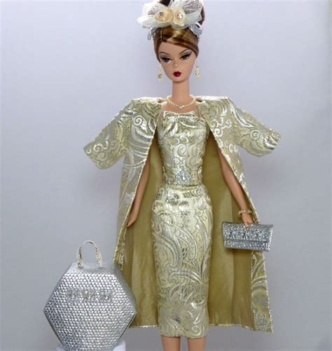 Ooak Handmade Silkstone Barbie Fashion By Roxy Silver Brocade Ensemble