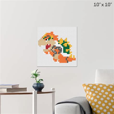 Bowser Pixel Art Wall Poster Build Your Own With Bricks Brik