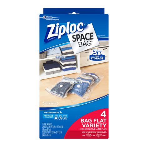 Ziploc Space Bag Vacuum Seal Dual Use Flat Combo Storage Bag Walmart