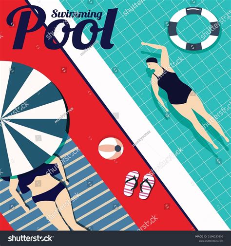 Summer Backdrop Swimming Pool Bikini Woman Stock Vector Royalty Free Shutterstock