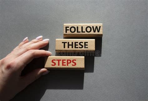 Follow These Steps Symbol Wooden Blocks With Words Follow These Steps