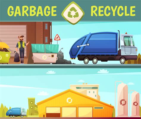 Garbage Recycling Company 2 Cartoon Banners 483515 Vector Art at Vecteezy