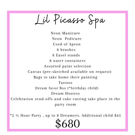 Dream Party Services — Dream Kid Spa