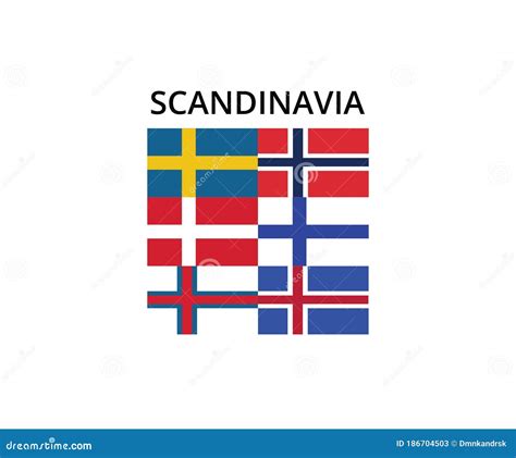 Scandinavia Flags National Symbol Emblem Nordic Countries Stock Vector ...