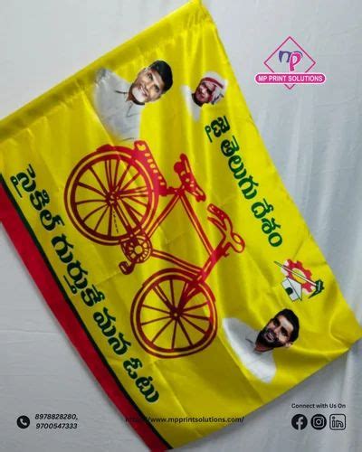 Satin/Polyester/Cotton Telugu Desam Party Flag at best price in Hyderabad