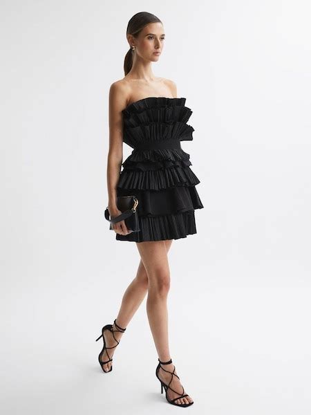 Acler Strapless Tiered Mini Dress In Black 559391 £495