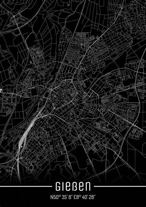 KlausUndSo Stadtplan Gießen Citymap Just a Black Map