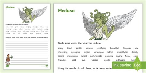 New Medusa Character Description Writing Frame