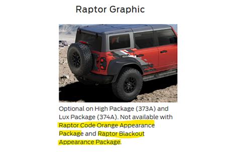 Bronco Raptor Code Orange Appearance Package And Raptor Blackout