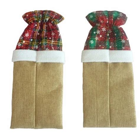 Christmas Santa Claus Wine Bottle Cover Bags Home Party Decoration