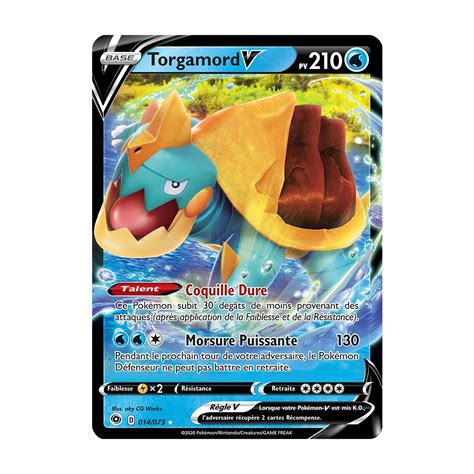 Carte Torgamord Holographique rare V de Pokémon La Voie du Maître 014 073