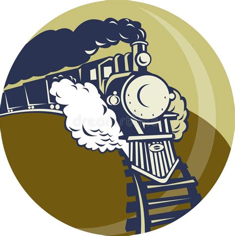 De Voortbewegings Retro Cirkel Van De Stoomtrein Vector Illustratie