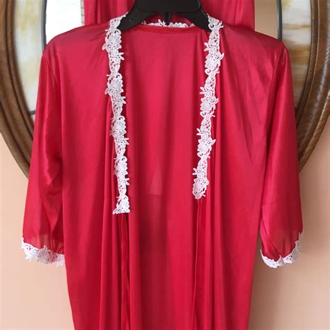 70s 80s 2 Piece Red Lingerie Pj Set Etsy