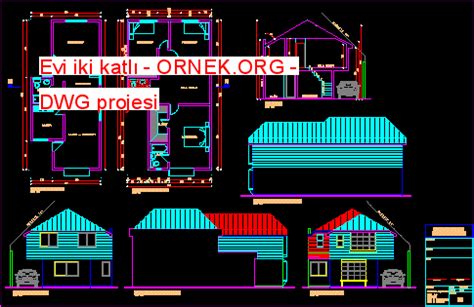 Evi Iki Katl Dwg Projesi Autocad Projeler