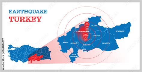 Turkey Earthquake concept on Turkey map. Vector illustration. Stock Vector | Adobe Stock