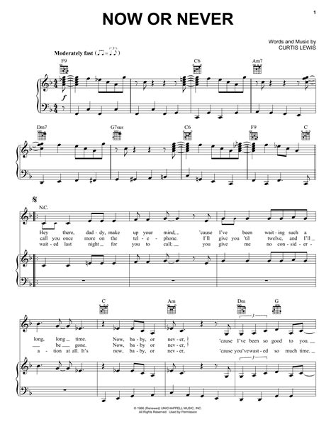 Now Or Never By Billie Holiday Sheet Music For Piano Vocal And Guitar