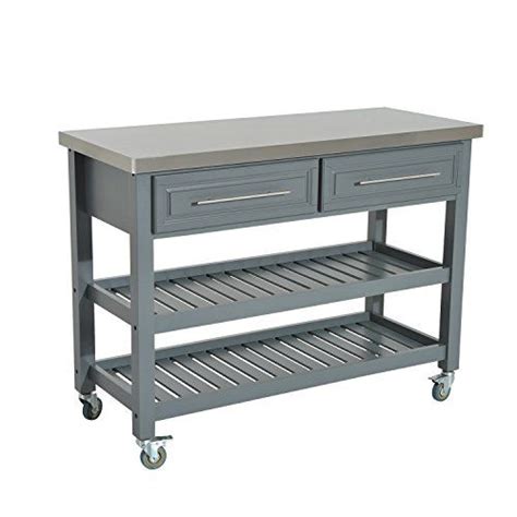 Homcom Country Style Kitchen Island Rustic Rolling Storage Cart On