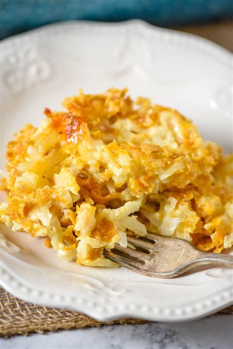 Cheesy Hash Brown Potato Casserole With Corn Flakes