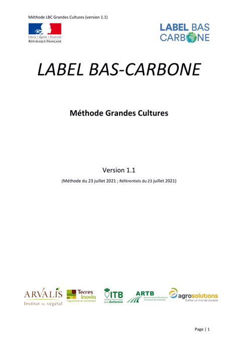 Pdf M Thode Label Bas Carbone Grandes Cultures