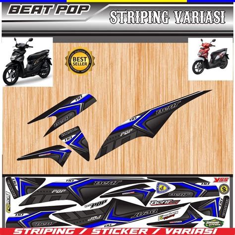 Jual STIKER STRIPING MOTOR HONDA BEAT POP FI VARIASI MOTIF TERBARU 2024