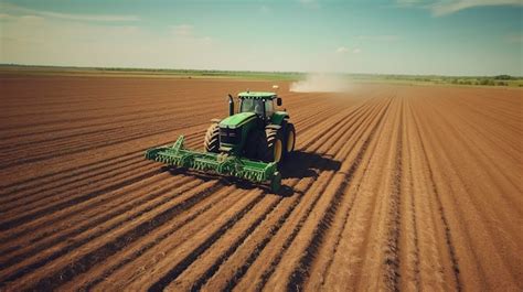 Premium Photo A Photo Of A Tractor Plowing A Vast Farmland