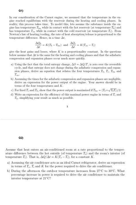 Solved In our consideration of the Carnot engine, we assumed | Chegg.com