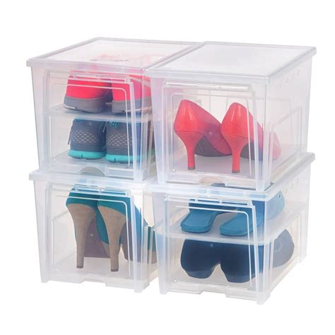 Iris Usa Easy Access Womens Plastic Shoe Box 4 Pack Clear Walmart