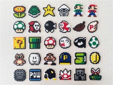 Super Mario Bros Elements Perler Beads Art Nintendo Video Game Can Be ...