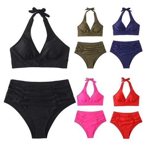 Maillot De Bain Pcs Set Bikini Set Couleur Solide Couleurs Col De