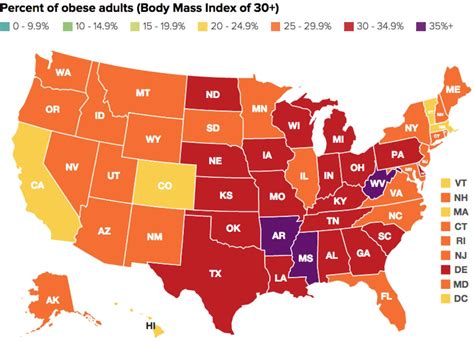 This Map Shows The Most Obese States In America Thrillist