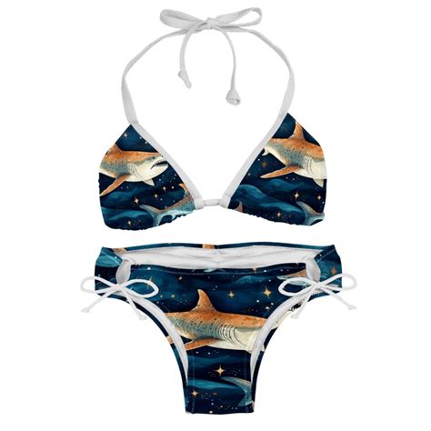 Starry Shark Detachable Sponge Adjustable Strap Bikini Set Two Pack