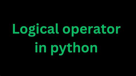 Logical Operators Youtube