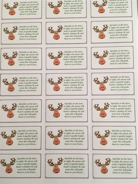 63 Magic Reindeer Food Dust Stickers Labels School Fairs Xmas Fund